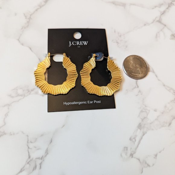 J. Crew Factory Gold Wavy Hoop Earrings - Picture 5 of 5